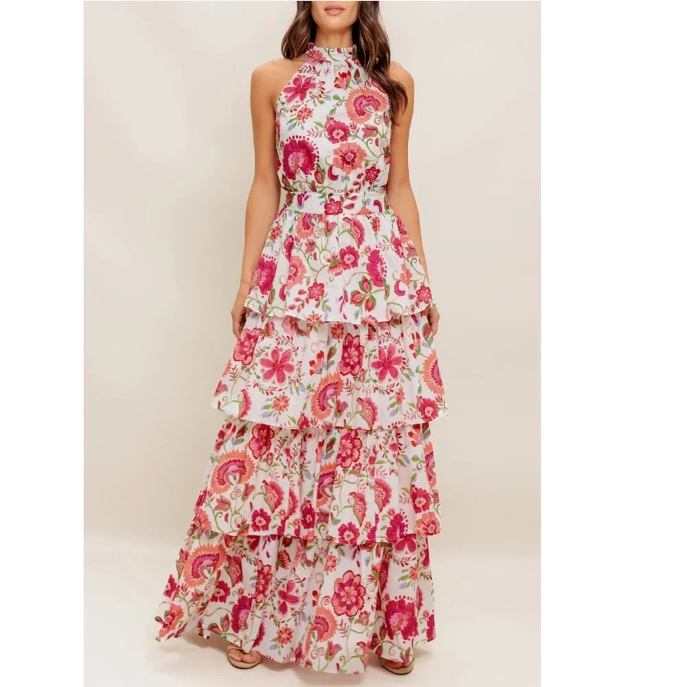+ FLYING TOMATO + Floral Print Halter Neck Maxi Dress - Picture 4 of 7